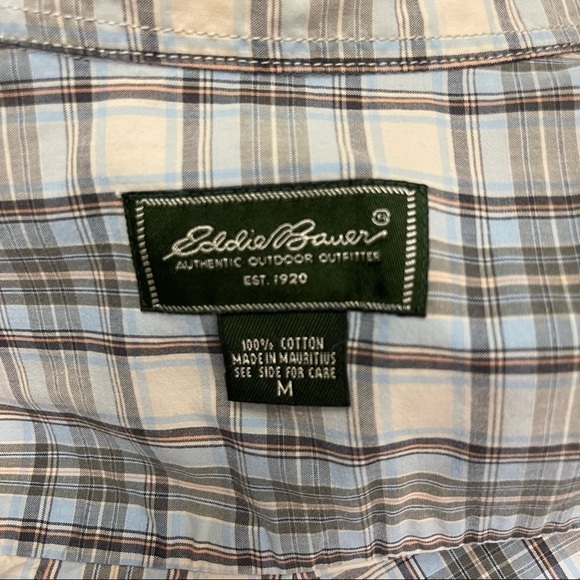 Eddie Bauer Men’s Blue 100% Cotton Plaid Short Sleeve Casual Button Down… - Picture 9 of 14